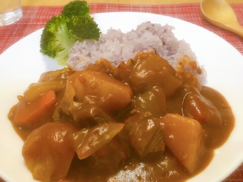 野菜１００％ジュースと黒米で作る☆健康カレー♪